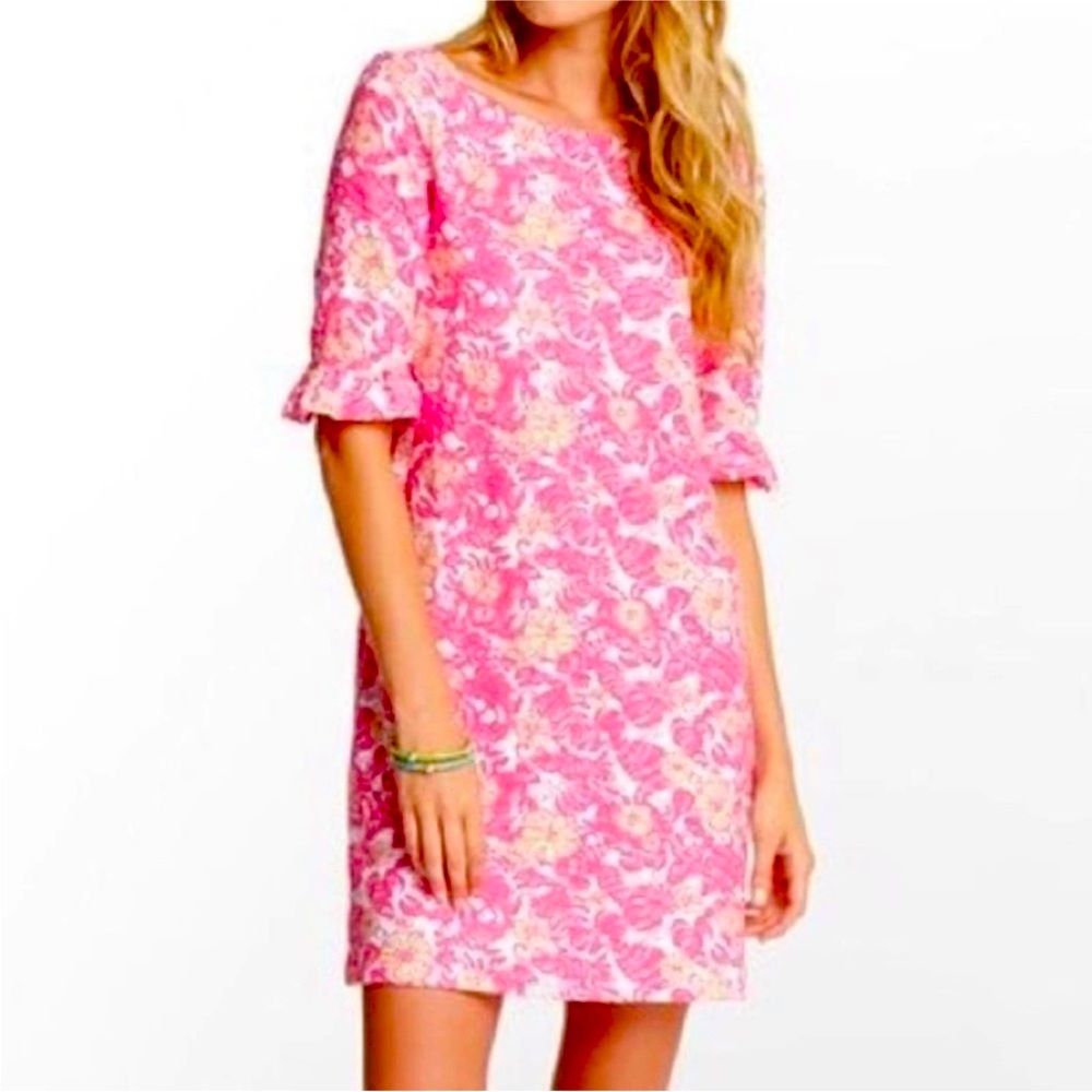 Lilly Pulitzer Vibrant Pink and White Floral dress M